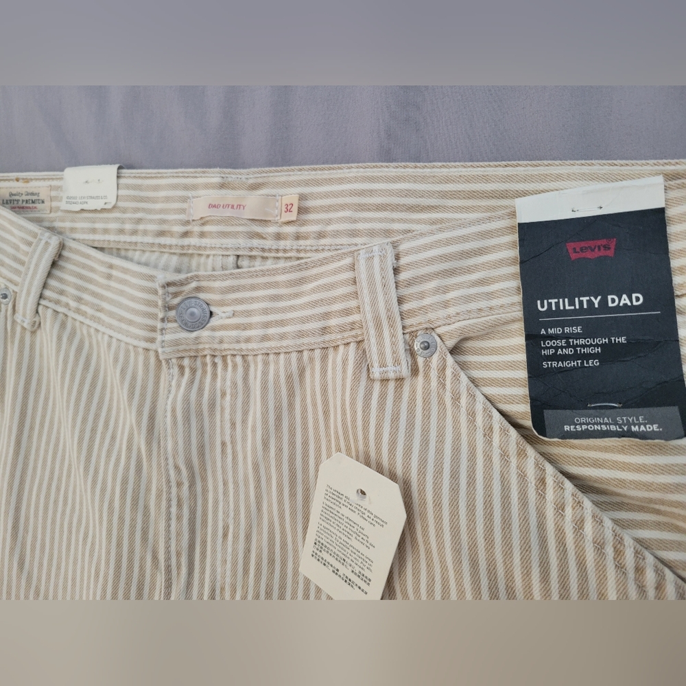 Levi's Premium DAD UTILITY PANTS Jeans Striped/ Size 32x30 - Picture 5 of 15